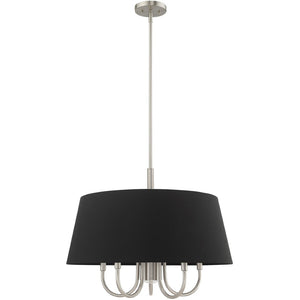 HomeRoots Six Light Dimmable Chandelier - Modern Steel Design with Cylinder Shades for Stylish Ambiance 687927