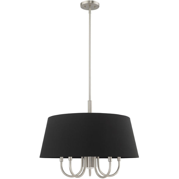 HomeRoots Six Light Dimmable Chandelier - Modern Steel Design with Cylinder Shades for Stylish Ambiance 687927