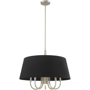 HomeRoots Six Light Dimmable Chandelier - Modern Steel Design with Cylinder Shades for Stylish Ambiance 687927