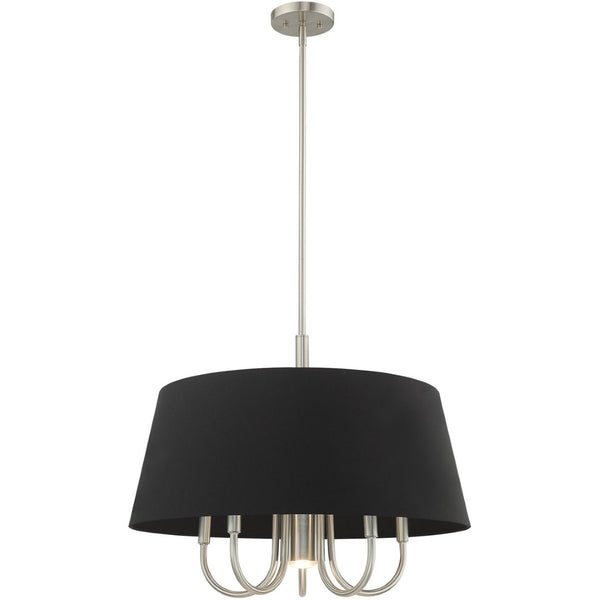 HomeRoots Six Light Dimmable Chandelier - Modern Steel Design with Cylinder Shades for Stylish Ambiance 687927