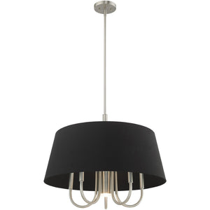 HomeRoots Six Light Dimmable Chandelier - Modern Steel Design with Cylinder Shades for Stylish Ambiance 687927