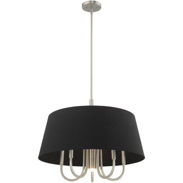 HomeRoots Six Light Dimmable Chandelier - Modern Steel Design with Cylinder Shades for Stylish Ambiance 687927