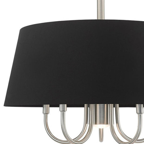 HomeRoots Six Light Dimmable Chandelier - Modern Steel Design with Cylinder Shades for Stylish Ambiance 687927
