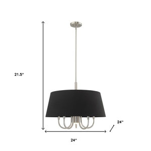 HomeRoots Six Light Dimmable Chandelier - Modern Steel Design with Cylinder Shades for Stylish Ambiance 687927