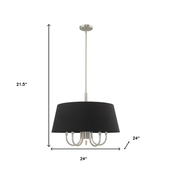 HomeRoots Six Light Dimmable Chandelier - Modern Steel Design with Cylinder Shades for Stylish Ambiance 687927