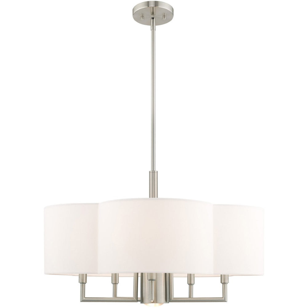 HomeRoots Six Light Dimmable Chandelier - Modern Steel Design with Cylinder Shades for Stylish Home Illumination 687929