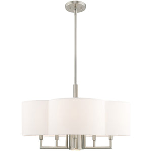 HomeRoots Six Light Dimmable Chandelier - Modern Steel Design with Cylinder Shades for Stylish Home Illumination 687929