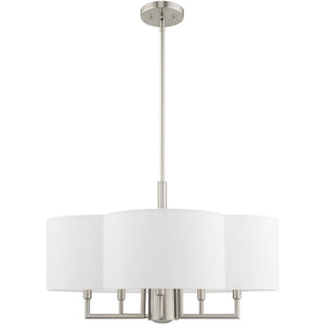 HomeRoots Six Light Dimmable Chandelier - Modern Steel Design with Cylinder Shades for Stylish Home Illumination 687929