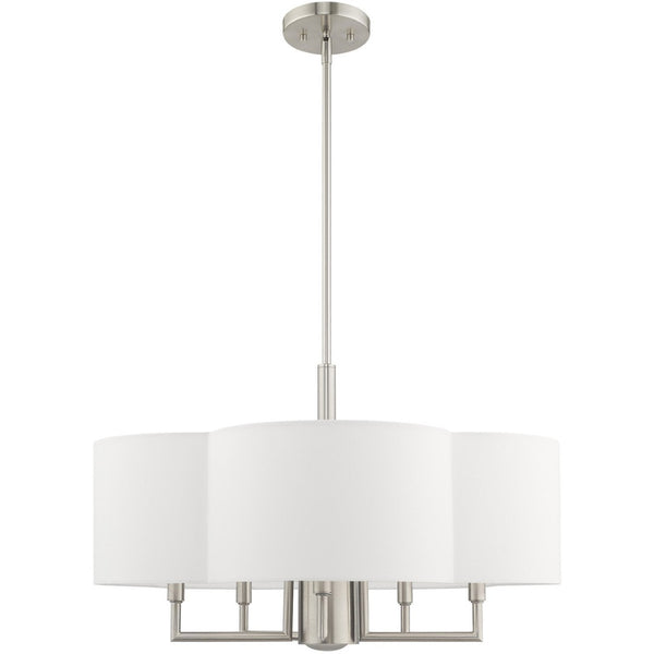 HomeRoots Six Light Dimmable Chandelier - Modern Steel Design with Cylinder Shades for Stylish Home Illumination 687929