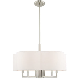 HomeRoots Six Light Dimmable Chandelier - Modern Steel Design with Cylinder Shades for Stylish Home Illumination 687929