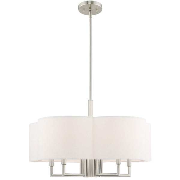 HomeRoots Six Light Dimmable Chandelier - Modern Steel Design with Cylinder Shades for Stylish Home Illumination 687929