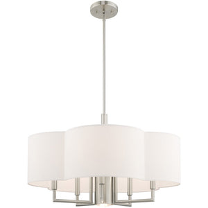 HomeRoots Six Light Dimmable Chandelier - Modern Steel Design with Cylinder Shades for Stylish Home Illumination 687929