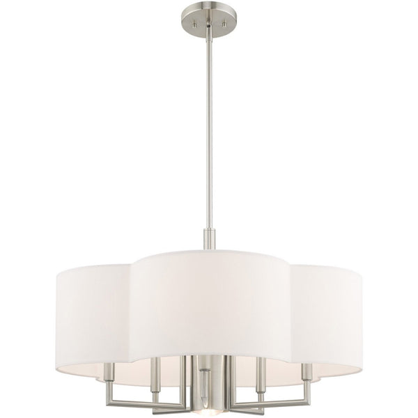 HomeRoots Six Light Dimmable Chandelier - Modern Steel Design with Cylinder Shades for Stylish Home Illumination 687929