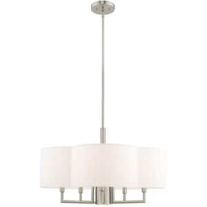 HomeRoots Six Light Dimmable Chandelier - Modern Steel Design with Cylinder Shades for Stylish Home Illumination 687929