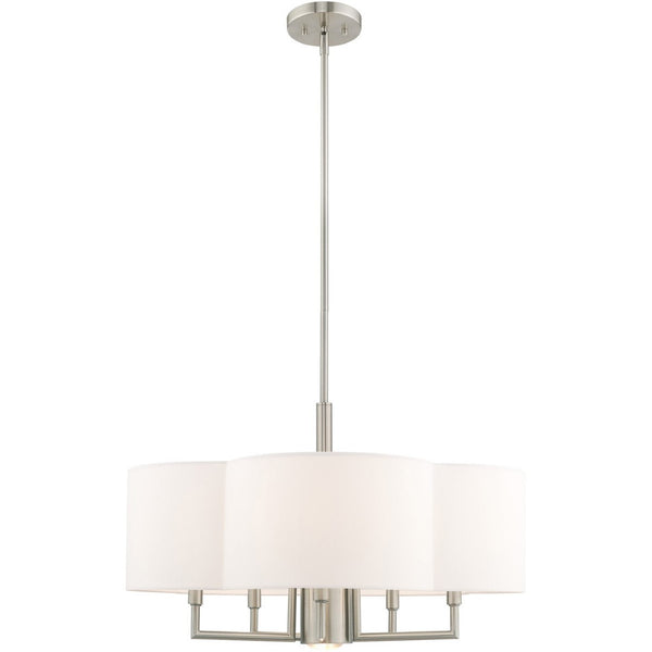 HomeRoots Six Light Dimmable Chandelier - Modern Steel Design with Cylinder Shades for Stylish Home Illumination 687929