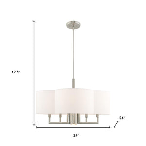 HomeRoots Six Light Dimmable Chandelier - Modern Steel Design with Cylinder Shades for Stylish Home Illumination 687929