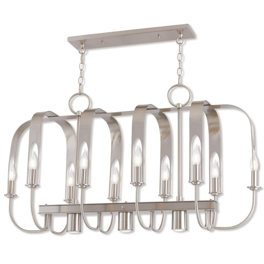 HomeRoots Nickel Multi-Light Dimmable Chandelier with Cylinder Shades for Modern Home Ambiance & Style 687930