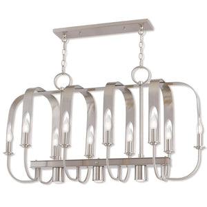 HomeRoots Nickel Multi-Light Dimmable Chandelier with Cylinder Shades for Modern Home Ambiance & Style 687930
