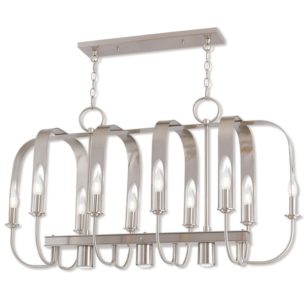 HomeRoots Nickel Multi-Light Dimmable Chandelier with Cylinder Shades for Modern Home Ambiance & Style 687930