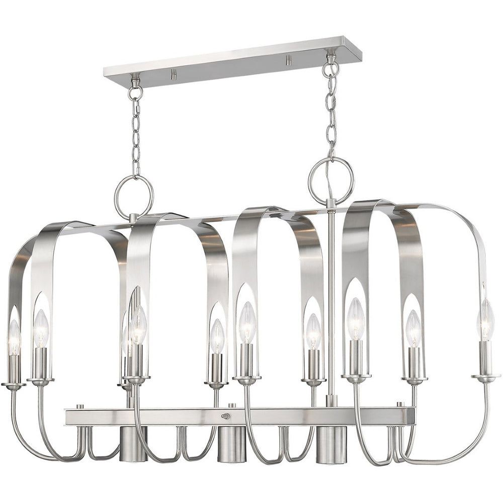 HomeRoots Nickel Multi-Light Dimmable Chandelier with Cylinder Shades for Modern Home Ambiance & Style 687930