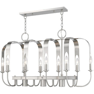 HomeRoots Nickel Multi-Light Dimmable Chandelier with Cylinder Shades for Modern Home Ambiance & Style 687930
