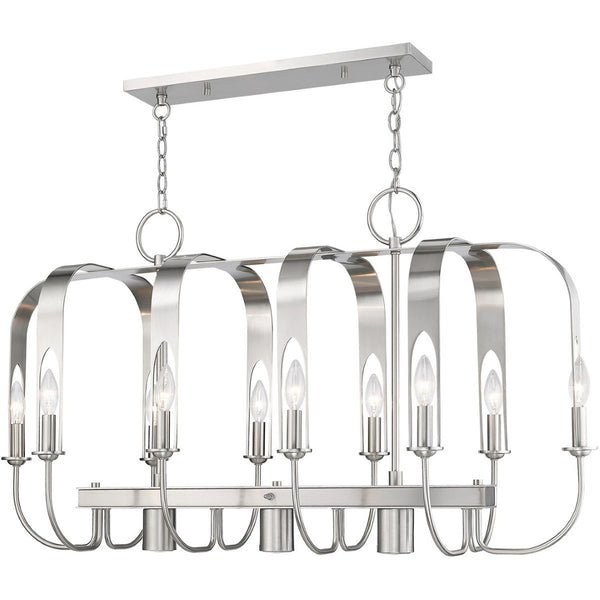 HomeRoots Nickel Multi-Light Dimmable Chandelier with Cylinder Shades for Modern Home Ambiance & Style 687930