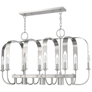 HomeRoots Nickel Multi-Light Dimmable Chandelier with Cylinder Shades for Modern Home Ambiance & Style 687930
