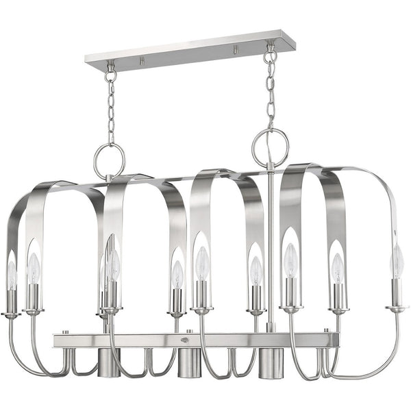 HomeRoots Nickel Multi-Light Dimmable Chandelier with Cylinder Shades for Modern Home Ambiance & Style 687930