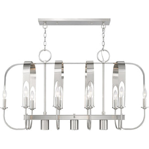 HomeRoots Nickel Multi-Light Dimmable Chandelier with Cylinder Shades for Modern Home Ambiance & Style 687930