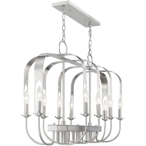 HomeRoots Nickel Multi-Light Dimmable Chandelier with Cylinder Shades for Modern Home Ambiance & Style 687930