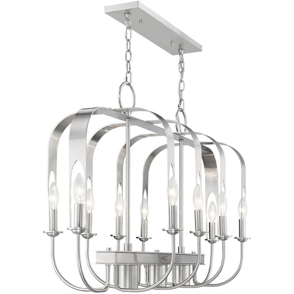 HomeRoots Nickel Multi-Light Dimmable Chandelier with Cylinder Shades for Modern Home Ambiance & Style 687930
