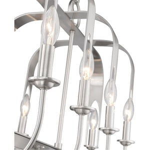 HomeRoots Nickel Multi-Light Dimmable Chandelier with Cylinder Shades for Modern Home Ambiance & Style 687930