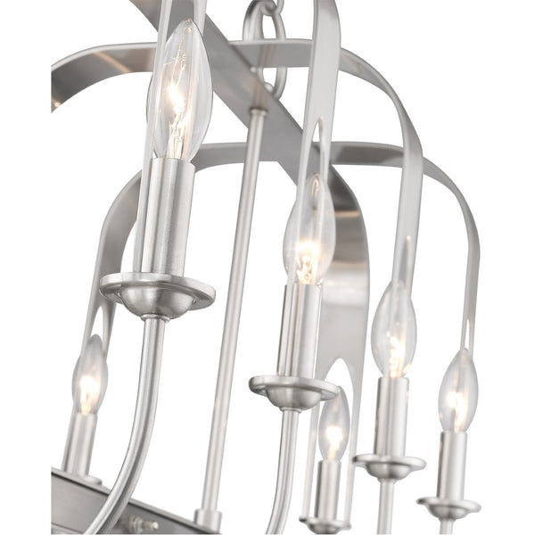 HomeRoots Nickel Multi-Light Dimmable Chandelier with Cylinder Shades for Modern Home Ambiance & Style 687930