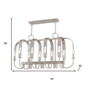 HomeRoots Nickel Multi-Light Dimmable Chandelier with Cylinder Shades for Modern Home Ambiance & Style 687930
