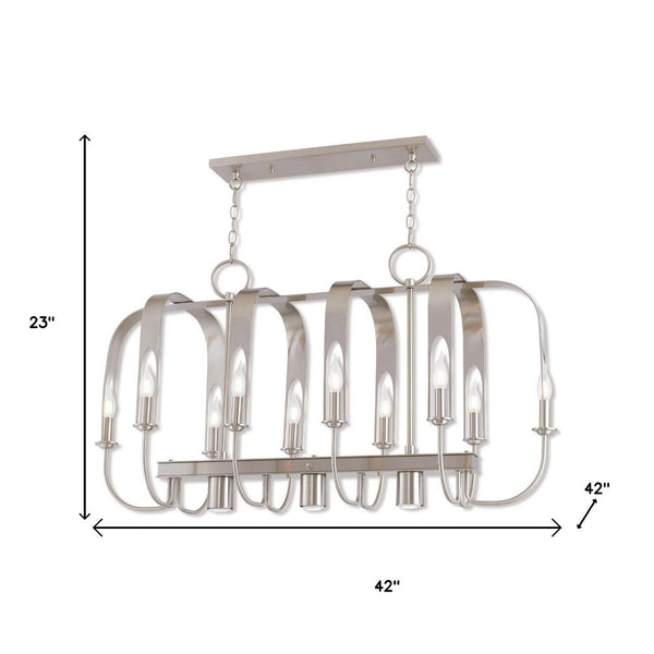 HomeRoots Nickel Multi-Light Dimmable Chandelier with Cylinder Shades for Modern Home Ambiance & Style 687930