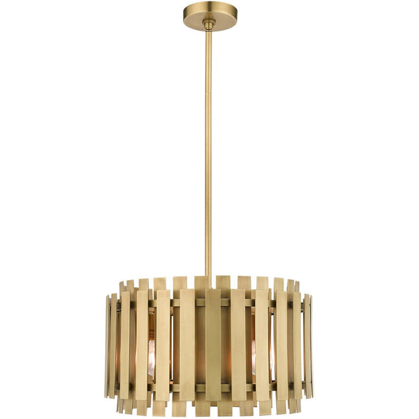 HomeRoots Five Light Dimmable Chandelier with Modern Cylinder Shades for Stylish Home Ambiance & Flexibility 687931