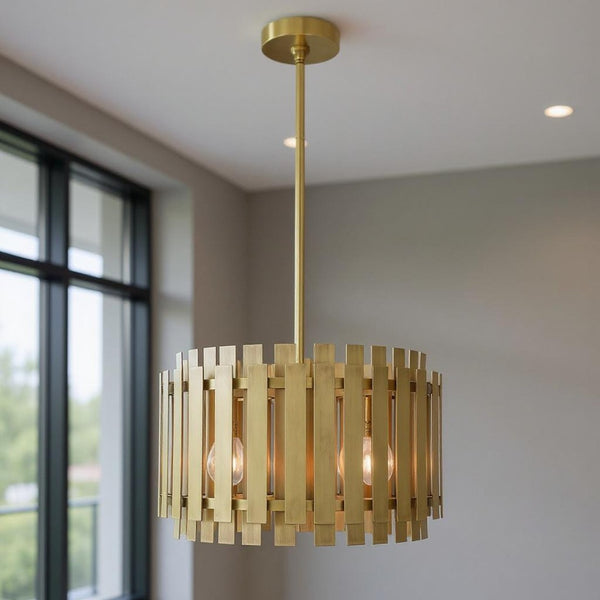 HomeRoots Five Light Dimmable Chandelier with Modern Cylinder Shades for Stylish Home Ambiance & Flexibility 687931