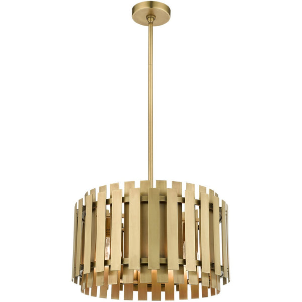 HomeRoots Five Light Dimmable Chandelier with Modern Cylinder Shades for Stylish Home Ambiance & Flexibility 687931