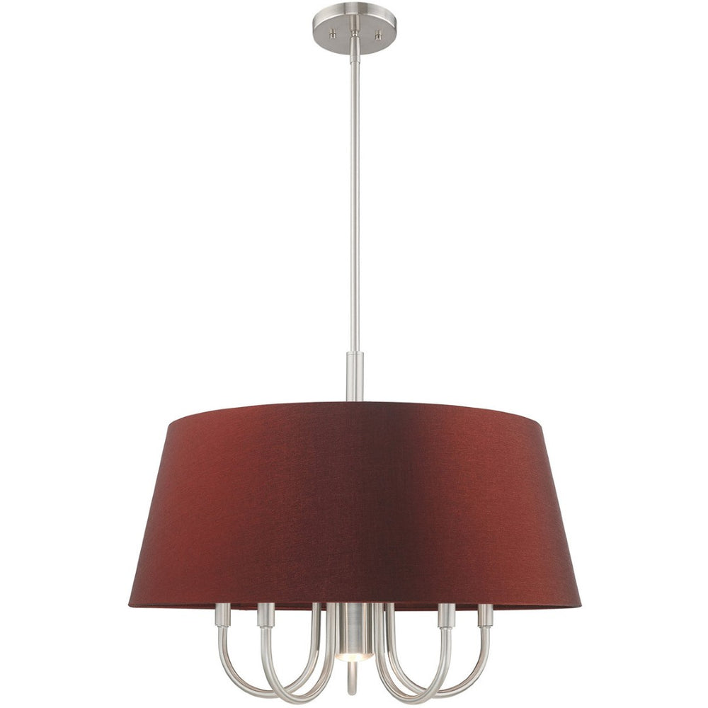 HomeRoots Six Light Dimmable Chandelier - Contemporary Cylinder Shades for Stylish, Customizable Illumination 687933