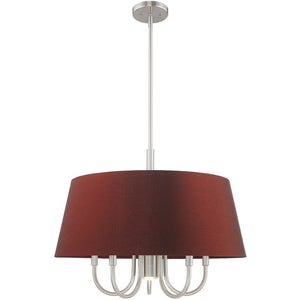 HomeRoots Six Light Dimmable Chandelier - Contemporary Cylinder Shades for Stylish, Customizable Illumination 687933
