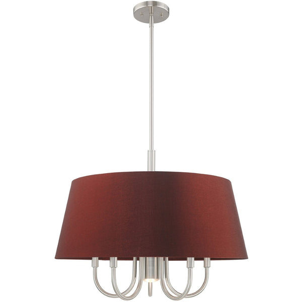 HomeRoots Six Light Dimmable Chandelier - Contemporary Cylinder Shades for Stylish, Customizable Illumination 687933