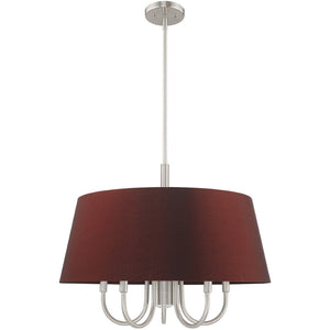 HomeRoots Six Light Dimmable Chandelier - Contemporary Cylinder Shades for Stylish, Customizable Illumination 687933