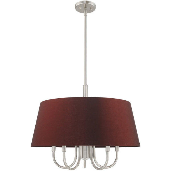 HomeRoots Six Light Dimmable Chandelier - Contemporary Cylinder Shades for Stylish, Customizable Illumination 687933