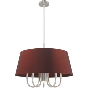 HomeRoots Six Light Dimmable Chandelier - Contemporary Cylinder Shades for Stylish, Customizable Illumination 687933