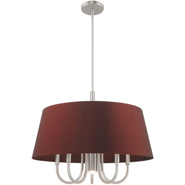 HomeRoots Six Light Dimmable Chandelier - Contemporary Cylinder Shades for Stylish, Customizable Illumination 687933
