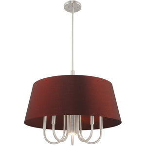 HomeRoots Six Light Dimmable Chandelier - Contemporary Cylinder Shades for Stylish, Customizable Illumination 687933