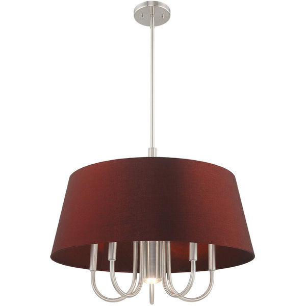 HomeRoots Six Light Dimmable Chandelier - Contemporary Cylinder Shades for Stylish, Customizable Illumination 687933