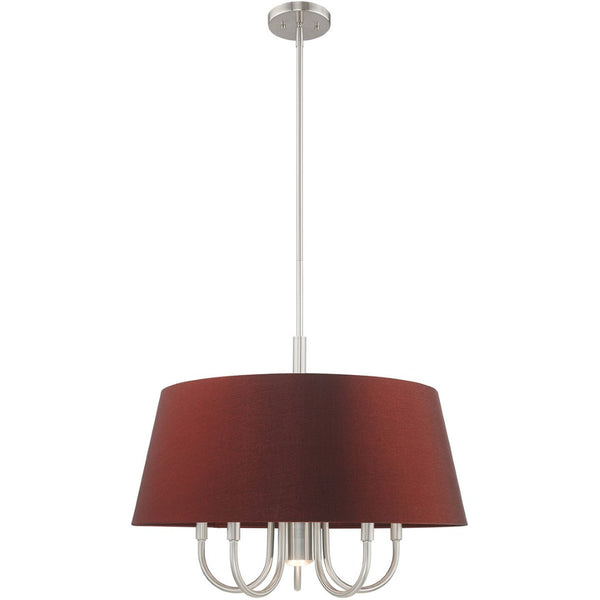 HomeRoots Six Light Dimmable Chandelier - Contemporary Cylinder Shades for Stylish, Customizable Illumination 687933