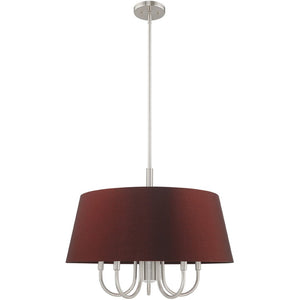 HomeRoots Six Light Dimmable Chandelier - Contemporary Cylinder Shades for Stylish, Customizable Illumination 687933