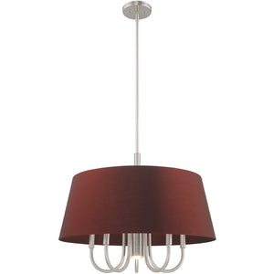 HomeRoots Six Light Dimmable Chandelier - Contemporary Cylinder Shades for Stylish, Customizable Illumination 687933